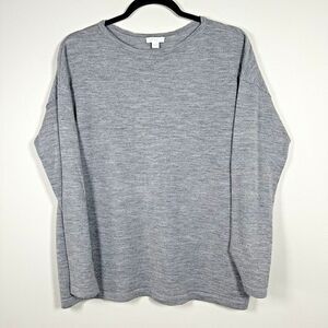 J. Jill Medium Gray 100% Merino Wool Washable Long‎ Sleeve Sweater